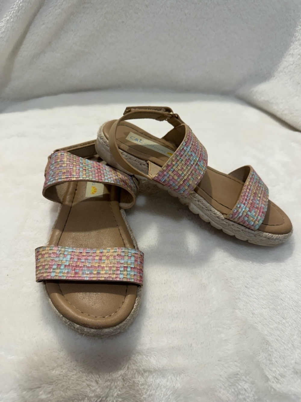 Girls C&C California Multicolor Woven Strap Espadrille Sandals